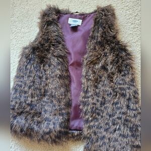 🌈 GIRLS Old Navy Faux Fur Kids Vest - Brown XS Size 5